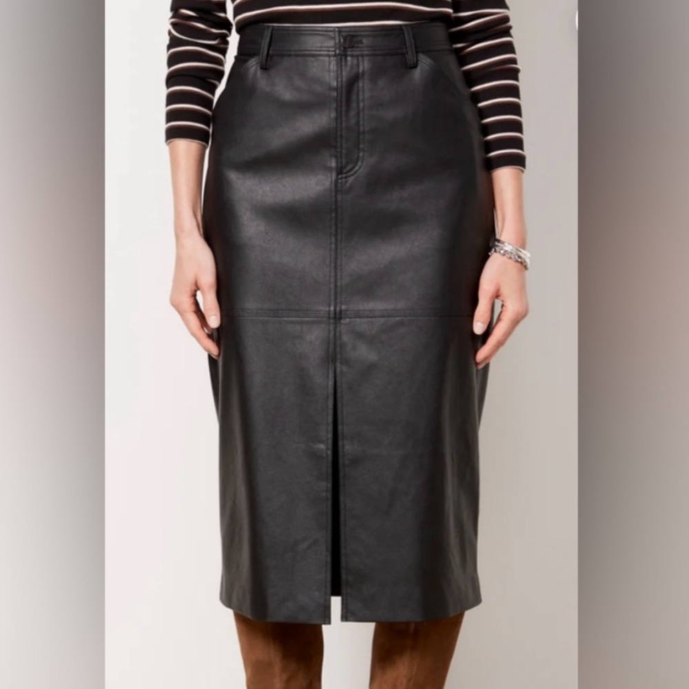 Sanctuary Black Faux Leather Midi Skirt Sz 27